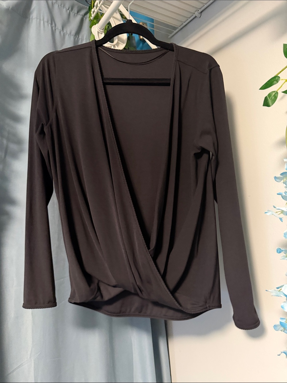 lululemon athletica Black Long-Sleeve Drape Wrap Top